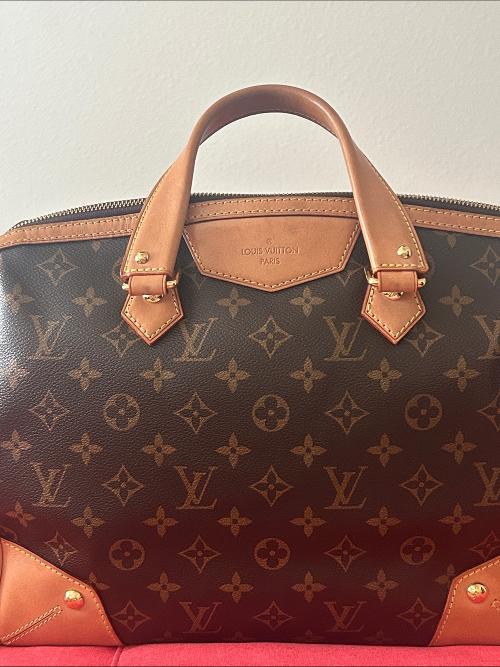 Louis Vuitton Brown Monogram Canvas Top-Handle  Retiro Style  (Authentic).